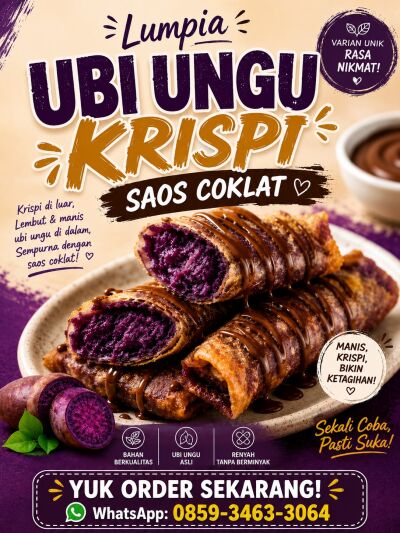 Lumpia ubi ungu saus coklat